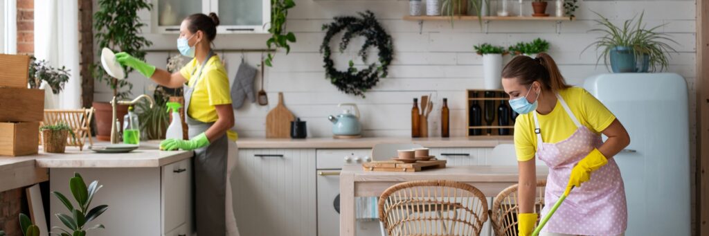 General cleaning of the kitchen. Professional housekeeping service.